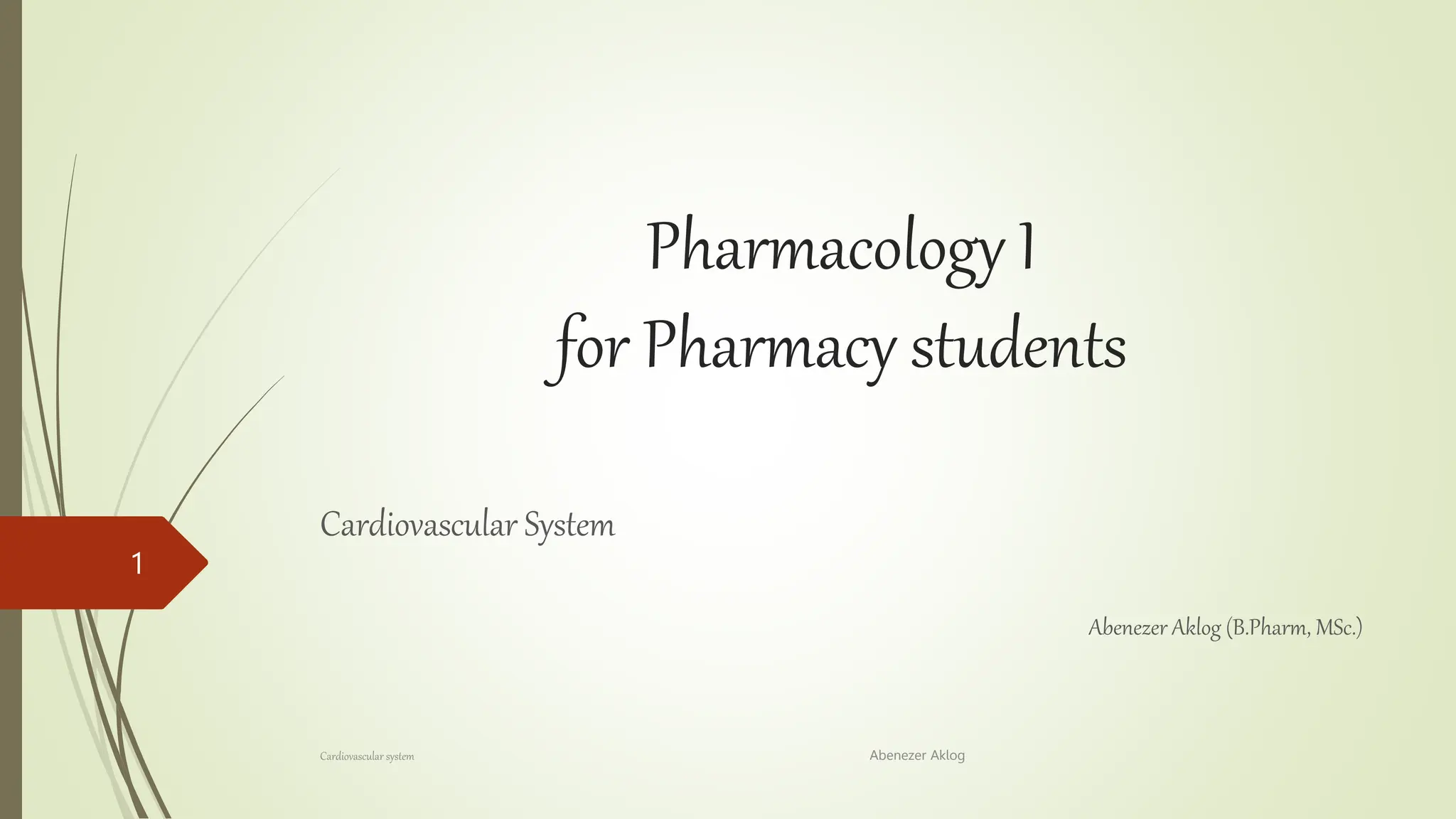 CVS Pharmacology - Pharma.pptx pharmacology | PPTX