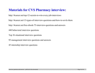 Cvs pharmacy interview questions and answers PPT