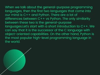 C++ vs python the best ever comparison | PDF | Programming Languages ... image.