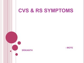 CVS & RS SYMPTOMS
- MOTE
SRIKANTH
 