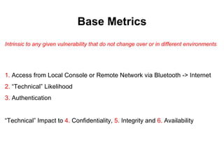 Base Metrics
Intrinsic to any given vulnerability that do not change over or in different environments




1. Access from ...