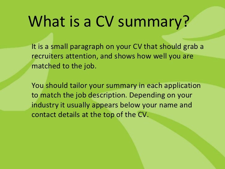 cv summary advice what to write in the summary of a resume