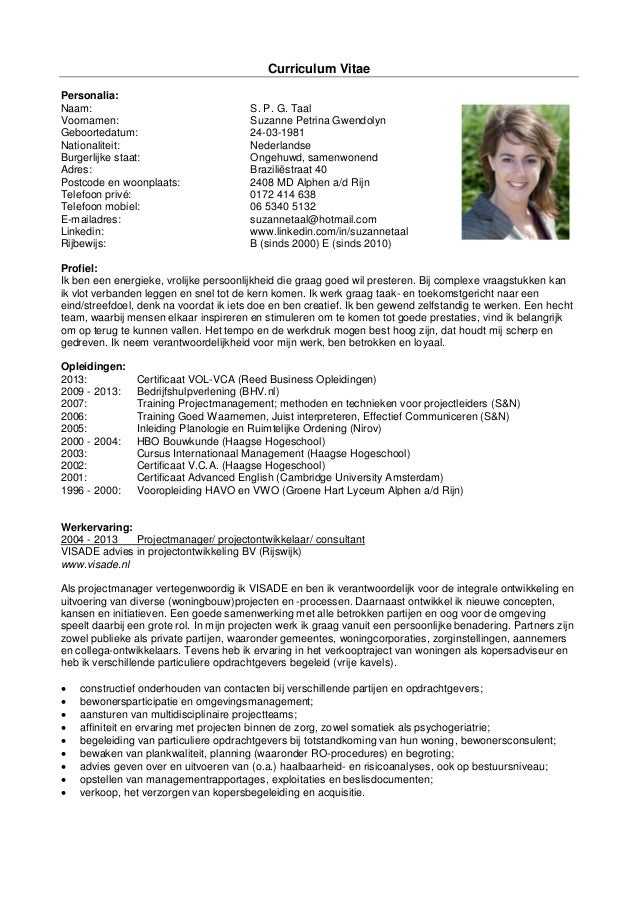 CV Suzanne Taal (en beknopte projectenlijst)