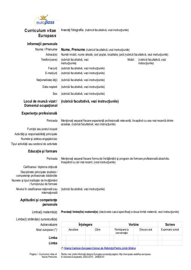 Format cv europass romana - Buy Original Essay