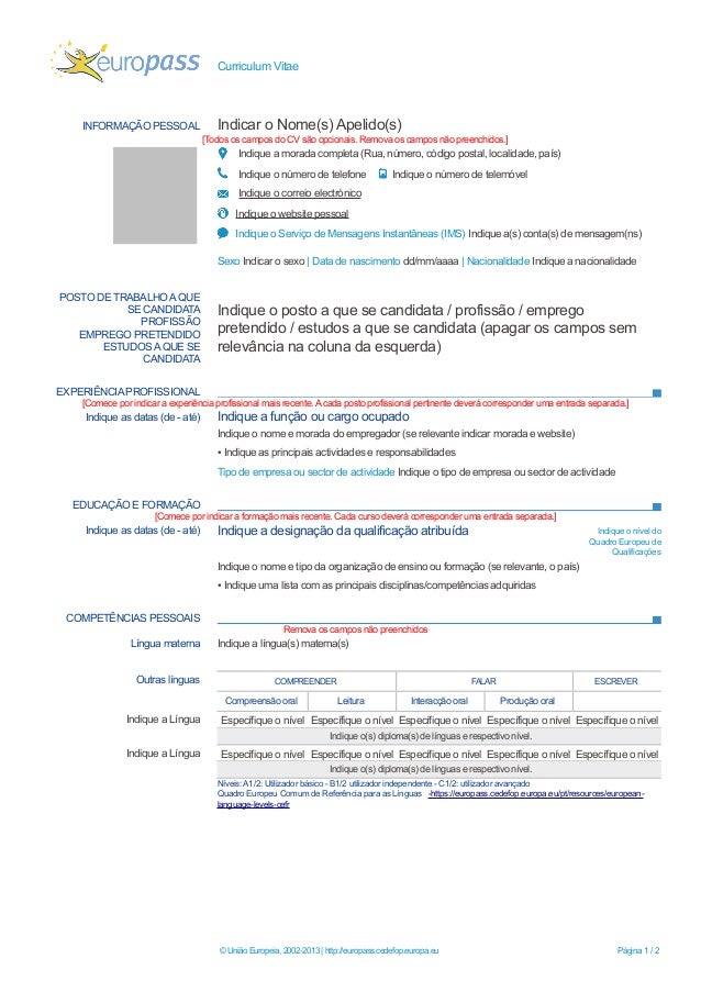 modelo de curriculum vitae europeu word 1 638