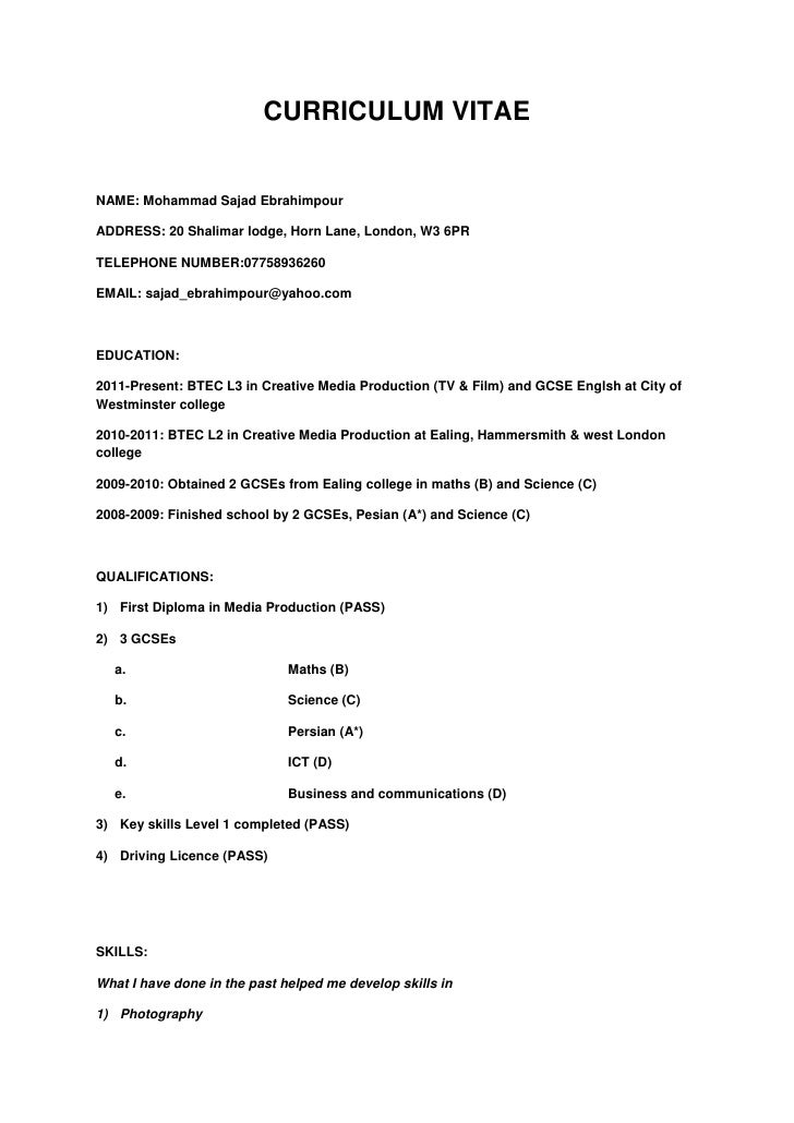 written cv writing a cv