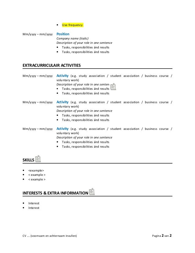 cv template english