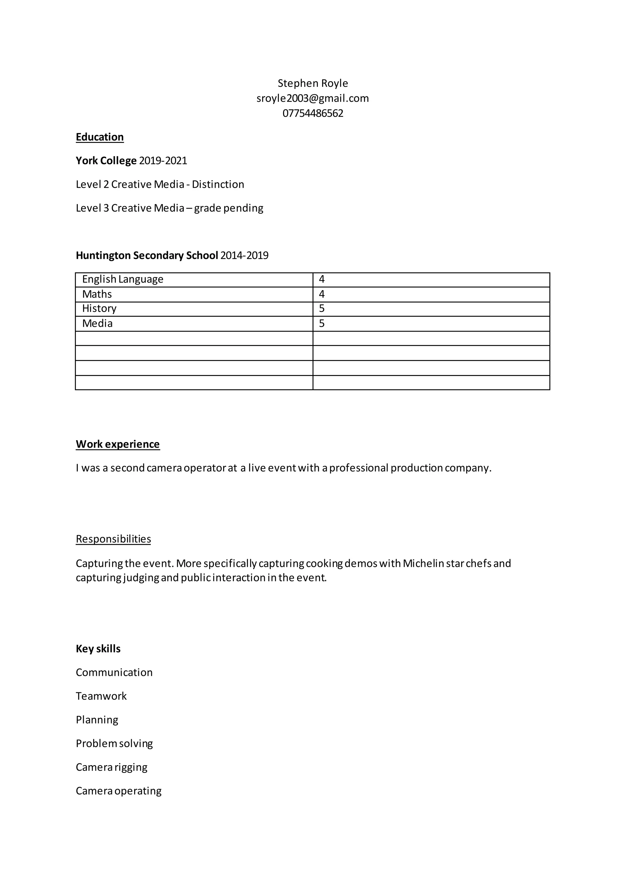 Stephen Royle CV | DOCX