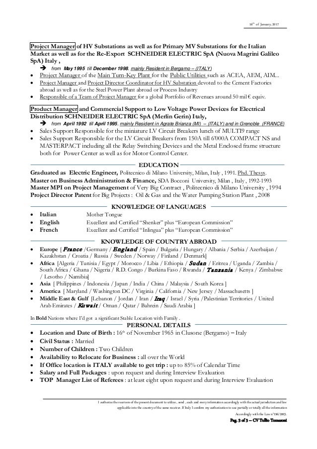 CV Tullio Tomasoni English Extreme - Cv Tullio Tomasoni English Extreme Resume Kpis Financial January 2017 3 638 