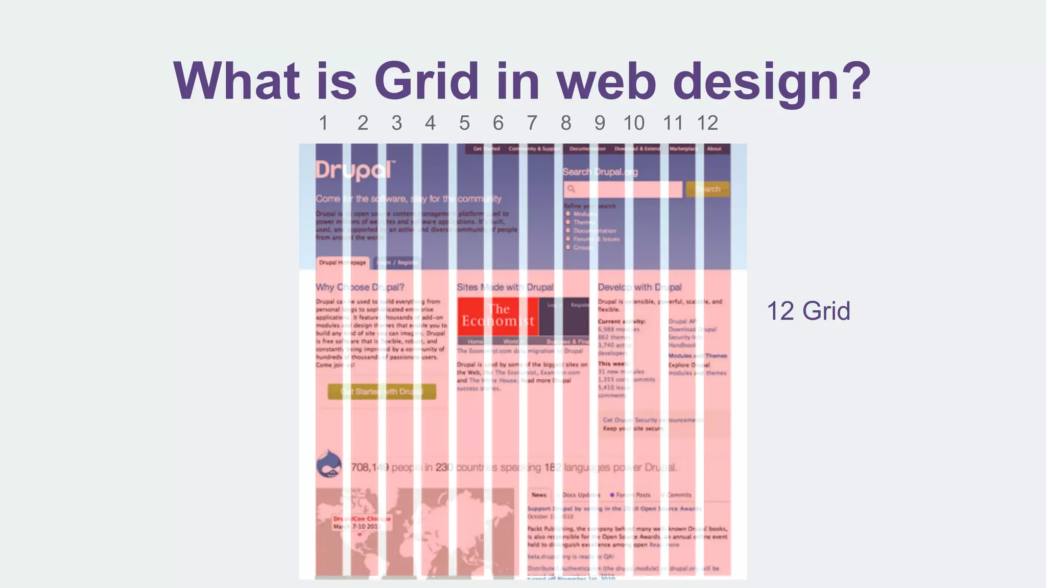 What is Grid in web design?
12 Grid
1 2 3 4 5 6 7 8 9 10 11 12
 