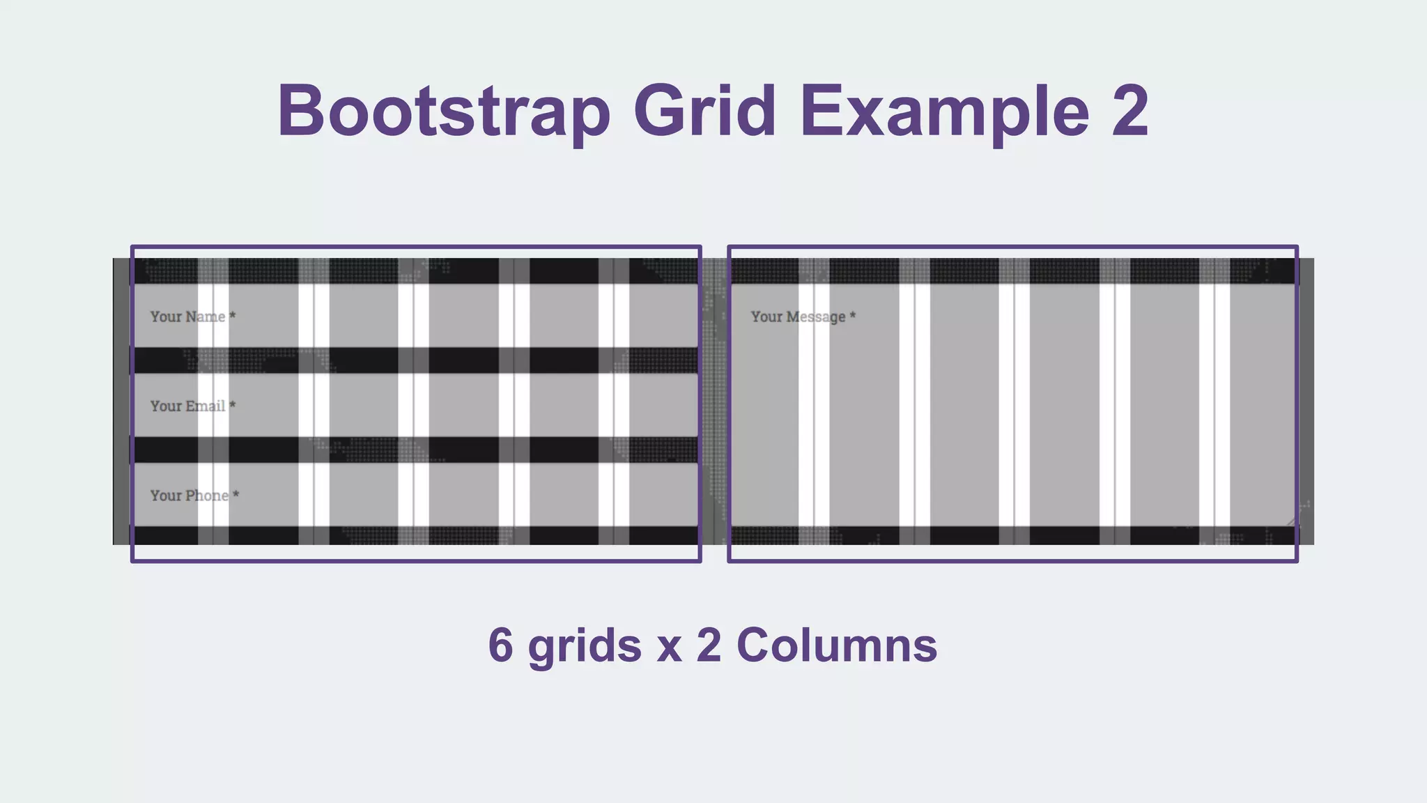 Bootstrap Grid Example 2
6 grids x 2 Columns
 