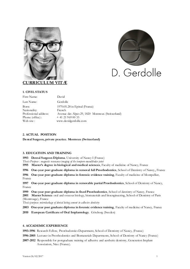 dental curriculum vitae