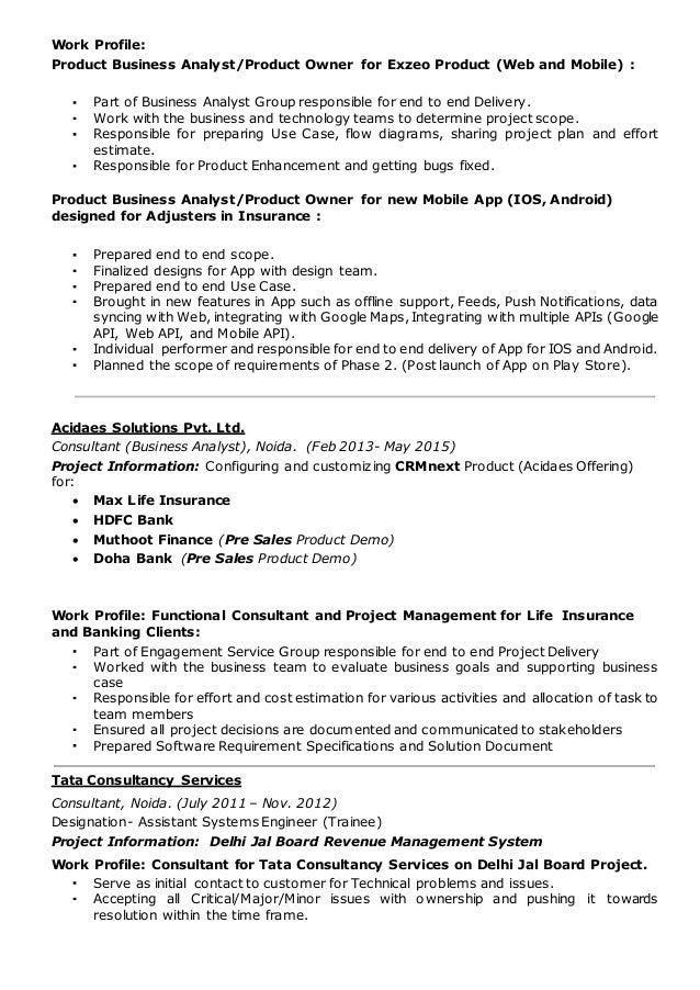 business analyst profile resumes