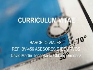 CURRICULUM VITAE BARCELÓ VIAJES  REF. BV-456 ASESORES EJECUTIVOS David Martín Tena/Paola Oldano Giménez 