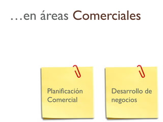 …en áreas Comerciales…




     Planificación   Desarrollo de
     Comercial       negocios
 