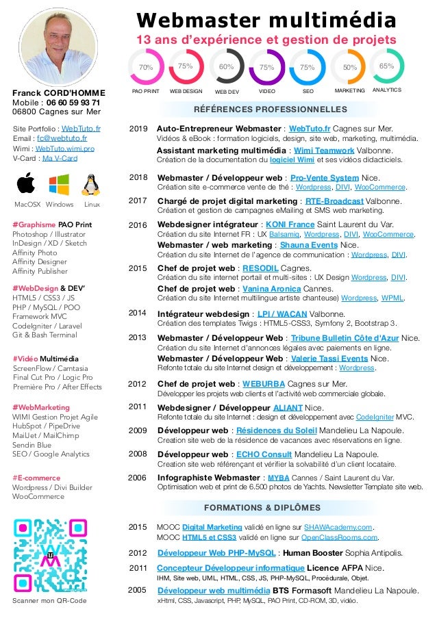 Chef De Projet Webmaster Multimedia Cv Franck Cord Homme