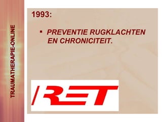 1993: PREVENTIE RUGKLACHTEN  EN CHRONICITEIT. TRAUMATHERAPIE-ONLINE 