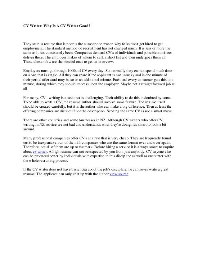 cv writer what makes a resume author great