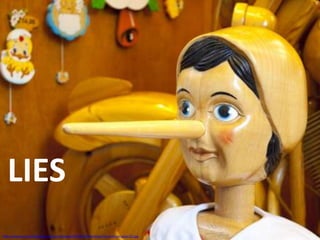 LIES
http://www.wix.com/blog/wp-content/uploads/2012/02/Stretching-the-truth-on-your-CV.jpg
 