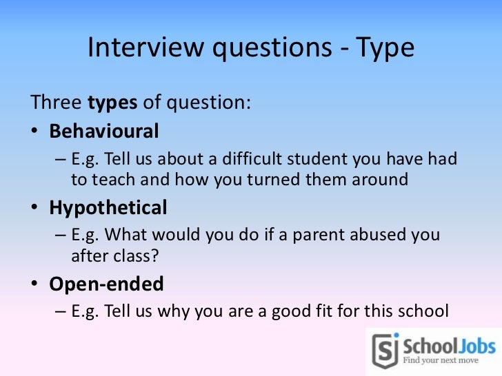 behavioural type interview questions