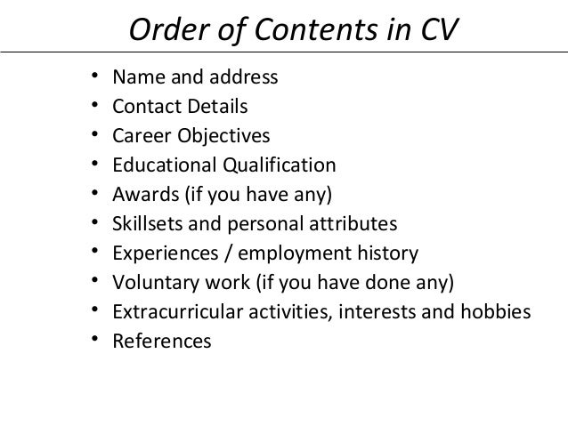resume contents
