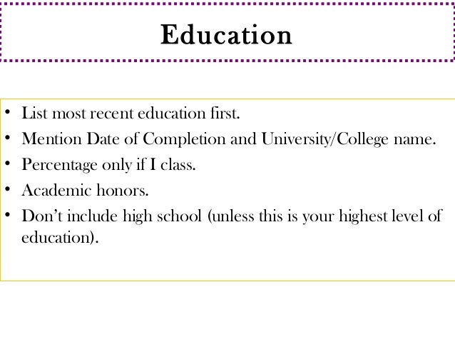 list education on resume