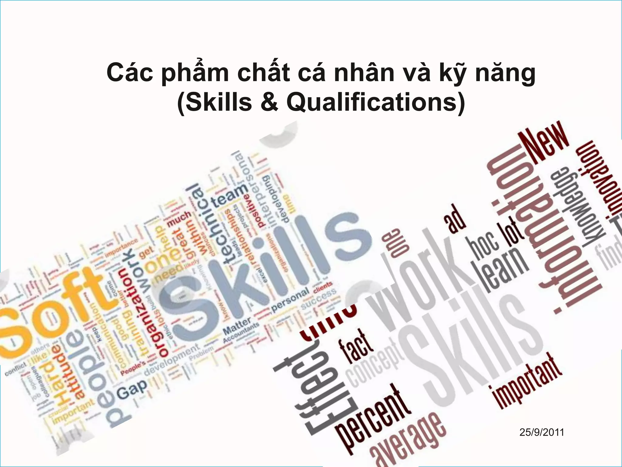 Các phẩm chất cá nhân và kỹ năng
     (Skills & Qualifications)




                              25/9/2011
 