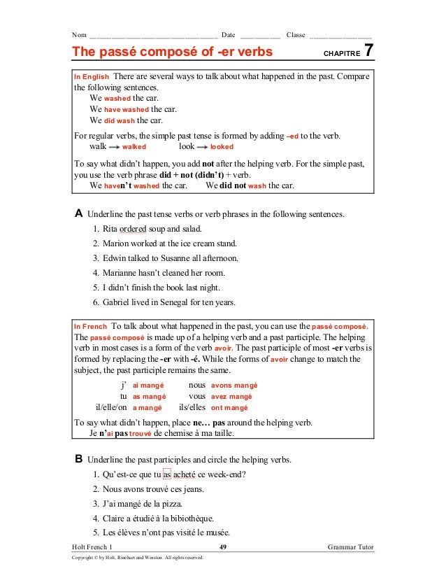 Cw 03182013 Handout Passe Compose