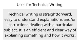 Technical Writing Lesson Technical Written Form Lesson 1 on Creative Writing | PPTX
