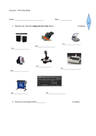 Output Devices In-Class Worksheet (Med) | PDF | Free Download