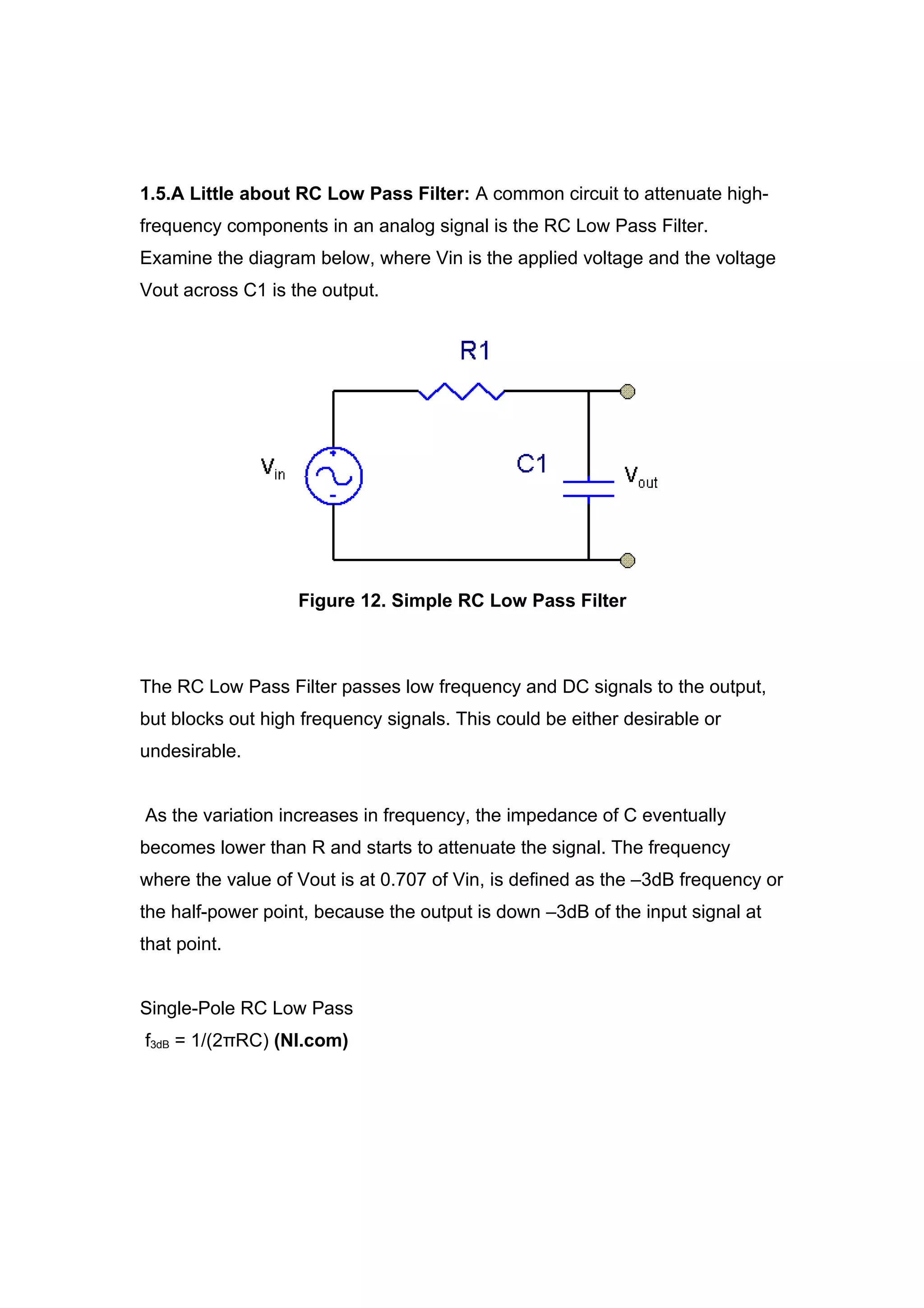 Measuring the cutoff frequency of a low pass filter | DOC
