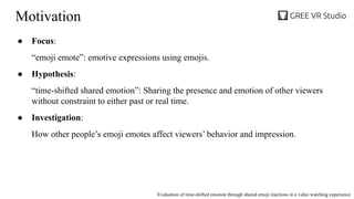 Evaluation of time-shifted emotion through shared emoji reactions in a video watching experience - Cyberworlds2022