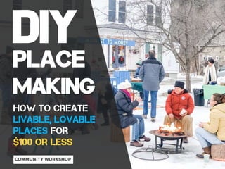 DIY
how to create
LIVABLE, LOVABLE
PLACES for
$100 or LESS
PLACE
MAKING
 