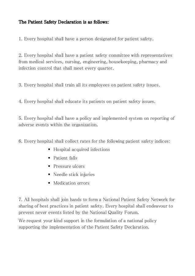 The Patient Safety Declaration