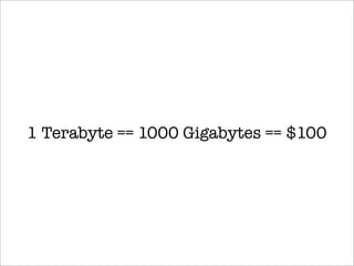 1 Terabyte == 1000 Gigabytes == $100
 