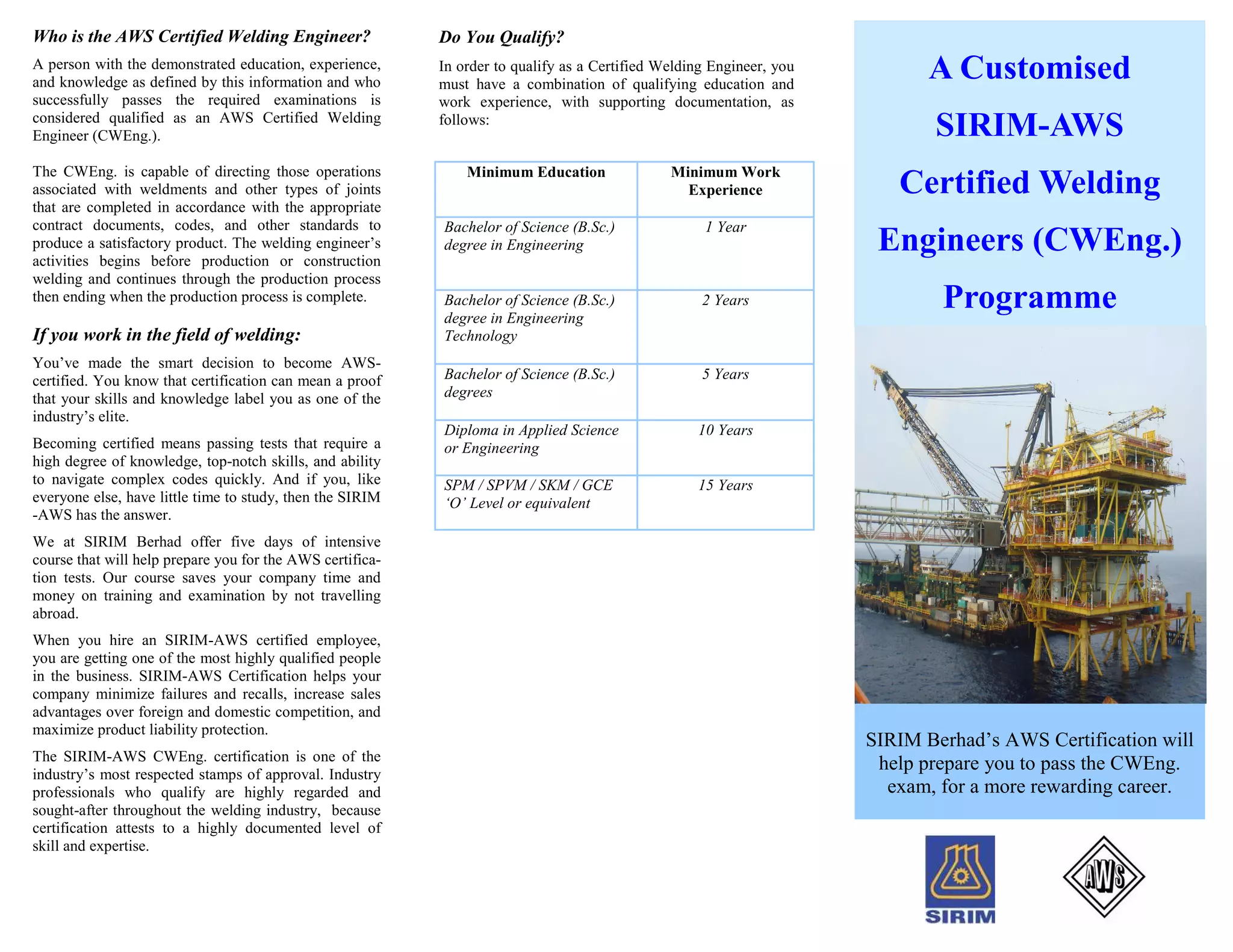 Certified Welding Engineer Brochure PDF Chemistry Science