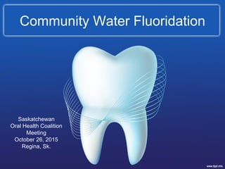 Community Water Fluoridation
Saskatchewan
Oral Health Coalition
Meeting
October 26, 2015
Regina, Sk.
 