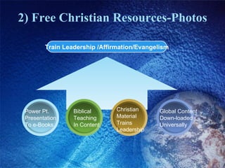 2) Free Christian Resources-Photos Train Leadership /Affirmation/Evangelism Power Pt. Presentation To e-Books  Christian Material Trains Leadership Biblical  Teaching In Content Global Content Down-loaded Universally 