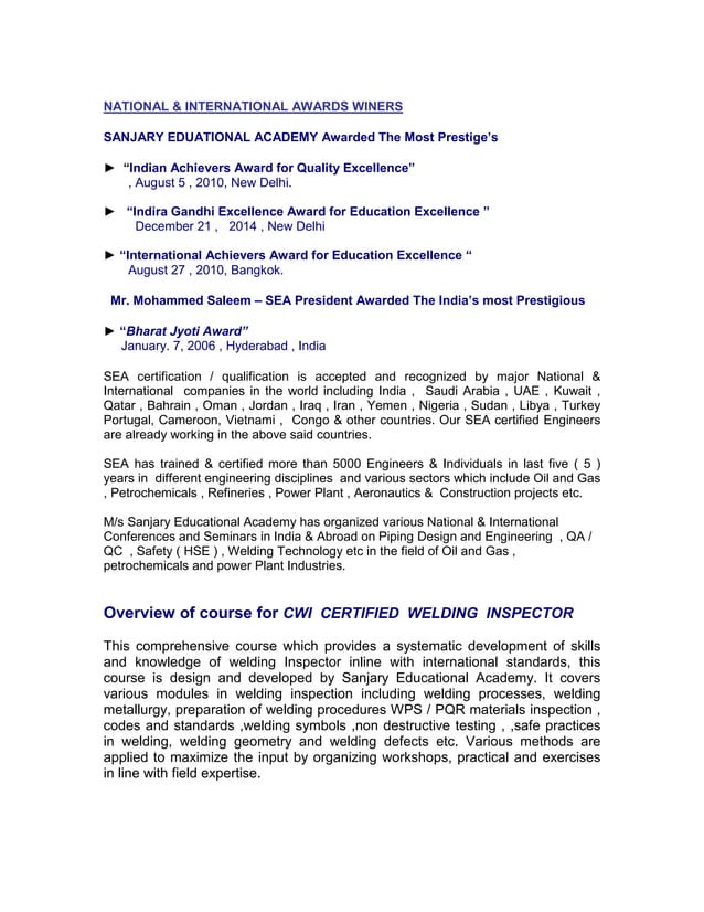 CWI Certified Welding Inspector course PDF