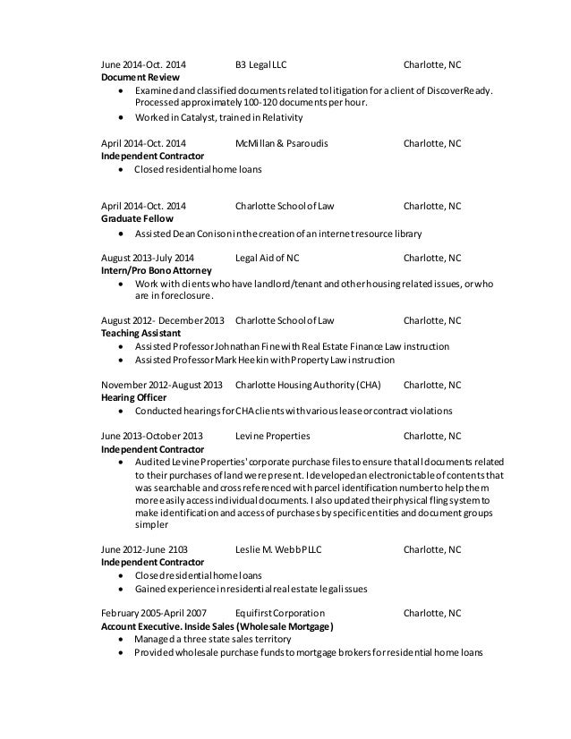 Doc review attorney resume