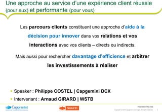 Presentation Title | Date
Copyright © 2016 Capgemini and Sogeti. All rights reserved. 2
Une approche au service d’une expé...