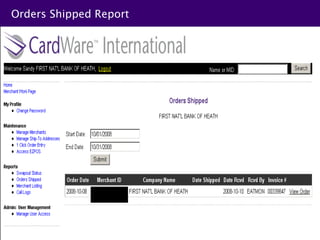 Orders Shipped Report
 