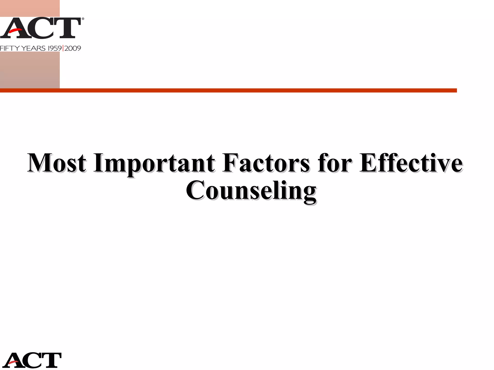 Most Important Factors for Effective Counseling 
