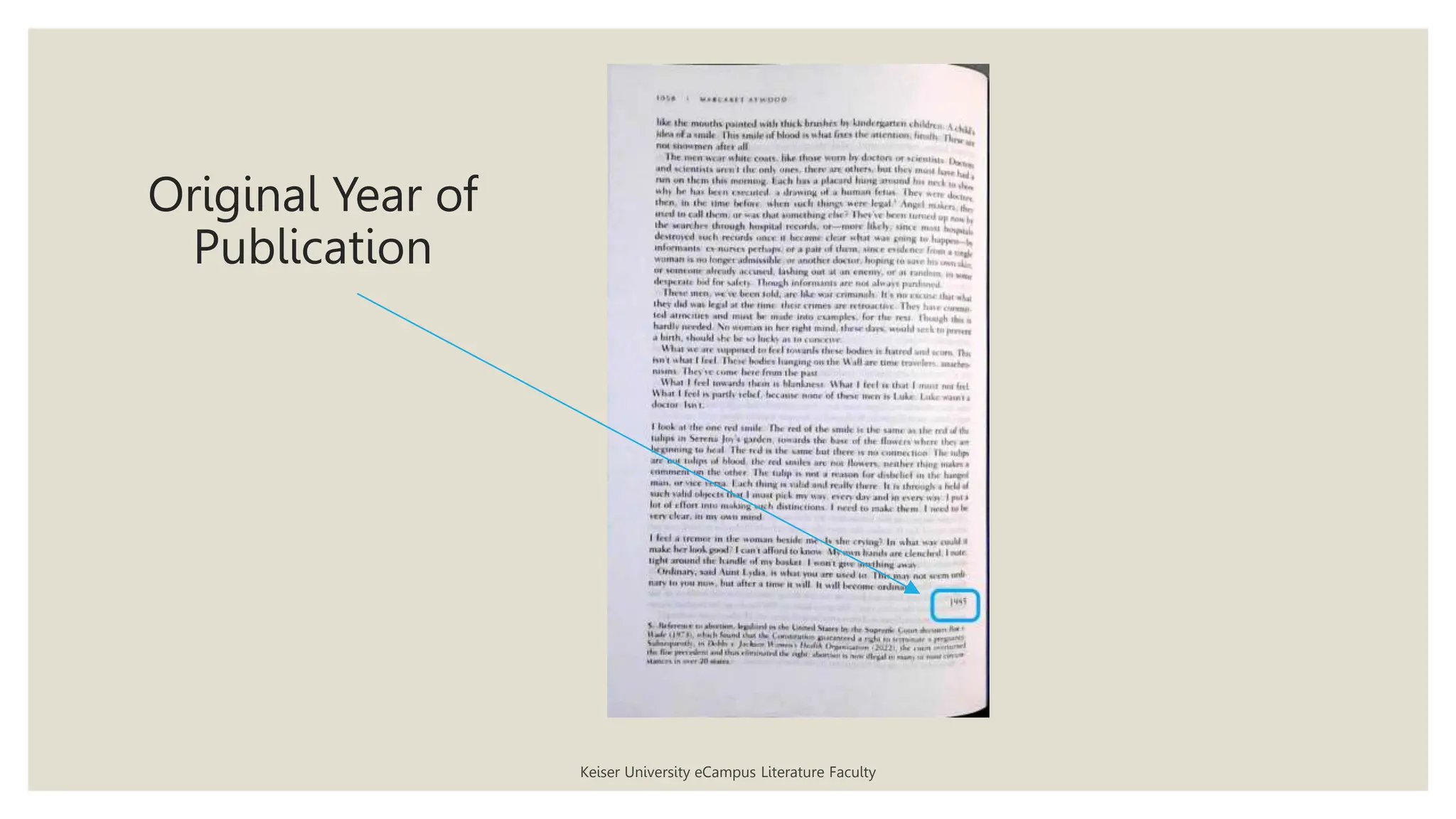 Original Year of
Publication
Keiser University eCampus Literature Faculty
 