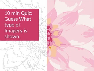 10 min Quiz:
Guess What
type of
Imagery is
shown.
 