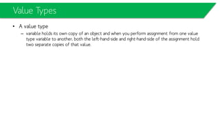 Question #1
public class BaseClass
{
public virtual string Meth1()
{
return "BaseClass-Meth1";
}
public string Meth2()
{
return "BaseClass-Meth2";
}
public virtual string Meth3()
{
return "BaseClass-Meth3";
}
}
class DerivedClass: BaseClass
{
public override string Meth1()
{
return "MyDerived-Meth1";
}
public new string Meth2()
{
return "MyDerived-Meth2";
}
public string Meth3()
{
return "MyDerived-Meth3";
}
public static void Main()
{
DerivedClassmD = new MyDerived();
BaseClass mB = mD;
System.Console.WriteLine(mB.Meth1());
System.Console.WriteLine(mB.Meth2());
System.Console.WriteLine(mB.Meth3());
}
}
MyDerived-Meth1
BaseClass-Meth2
BaseClass-Meth3
Press any key to continue...
 