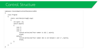 public class Parent
{
string parentString;
public Parent()
{
Console.WriteLine("Parent Constructor.");
}
public Parent(string myString)
{
parentString = myString;
Console.WriteLine(parentString);
}
public void print()
{
Console.WriteLine("I'm a Parent Class.");
}
}
public class Child : Parent
{
public Child() : base("From Derived")
{
Console.WriteLine("Child Constructor.");
}
public new void print()
{
base.print();
Console.WriteLine("I'm a Child Class.");
}
public static void Main()
{
Child child = new Child();
child.print();
((Parent)child).print();
}
}
Inheritance
 
