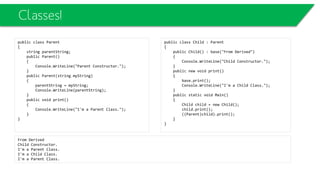 Interfaces – the Code
Public interface IWaterable
{
public void ConsumeWater();
}
Public class Human: IWaterable
{
public void ConsumeWater()
{
}
}
Public class Animal: IWaterable
{
public void ConsumeWater()
{
}
}
Public class Car: IWaterable
{
public void ConsumeWater()
{
}
}
 