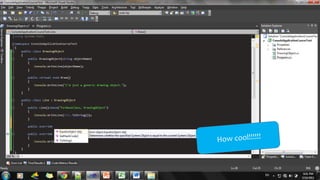 Reference Types
class Program
{ static void Main()
{
Employee joe = new Employee();
joe.Name = "Joe";
Employee bob = new Employee();
bob.Name = "Bob";
Console.WriteLine("Original Employee Values:");
Console.WriteLine("joe = " + joe.Name);
Console.WriteLine("bob = " + bob.Name);
// assign joe reference to bob variable
bob = joe;
Console.WriteLine("Values After Reference Assignment:");
Console.WriteLine("joe = " + joe.Name);
Console.WriteLine("bob = " + bob.Name);
joe.Name = "Bobbi Jo";
Console.WriteLine("Values After Changing One Instance:");
Console.WriteLine("joe = " + joe.Name);
Console.WriteLine("bob = " + bob.Name);
Console.ReadKey();
}
}
joe bob
Emp
Name =
“Joe”
 