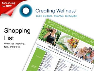 Be Fit. Eat Right. Think Well. Get Adjusted




Shopping
List
We make shopping
fun…and quick.
 